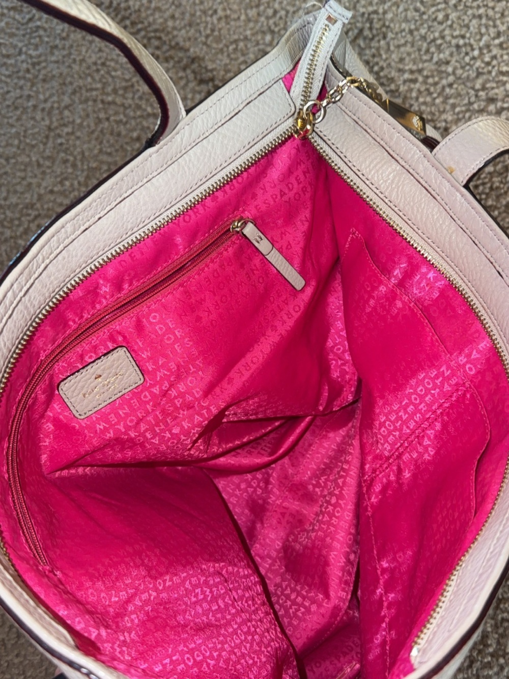 kate spade Pebbled Light Gray Leather Tote - Picture 7 of 7